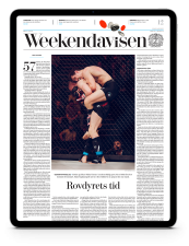 Billede af en tablet som besøger Samfund sektionen på weekendavisen.dk